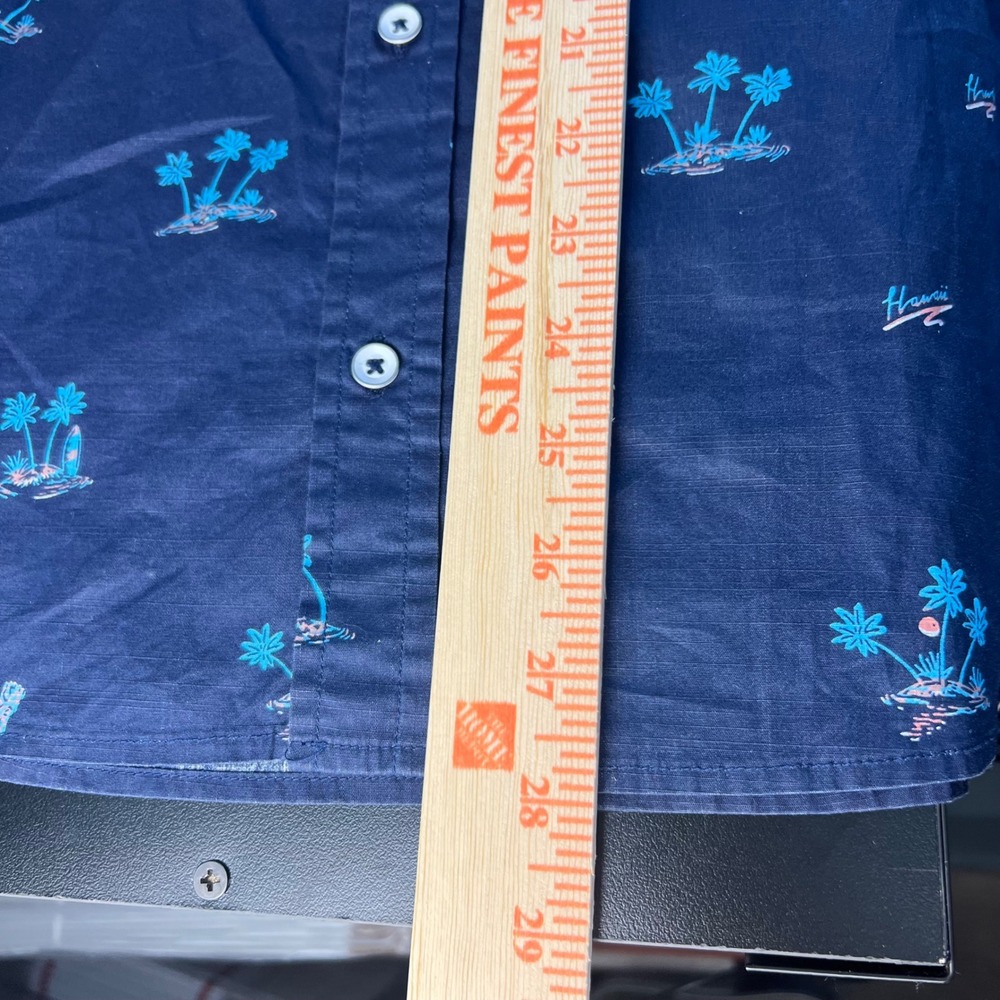 Flag&Anthem Mens M Hawaiian Palm Tree Surfboard Button Down‎ Shirt Pocket - Picture 6 of 8
